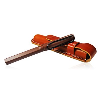 Erudito-Hand-Stitched-Leather-Pen-Case-Brown-With-Pen